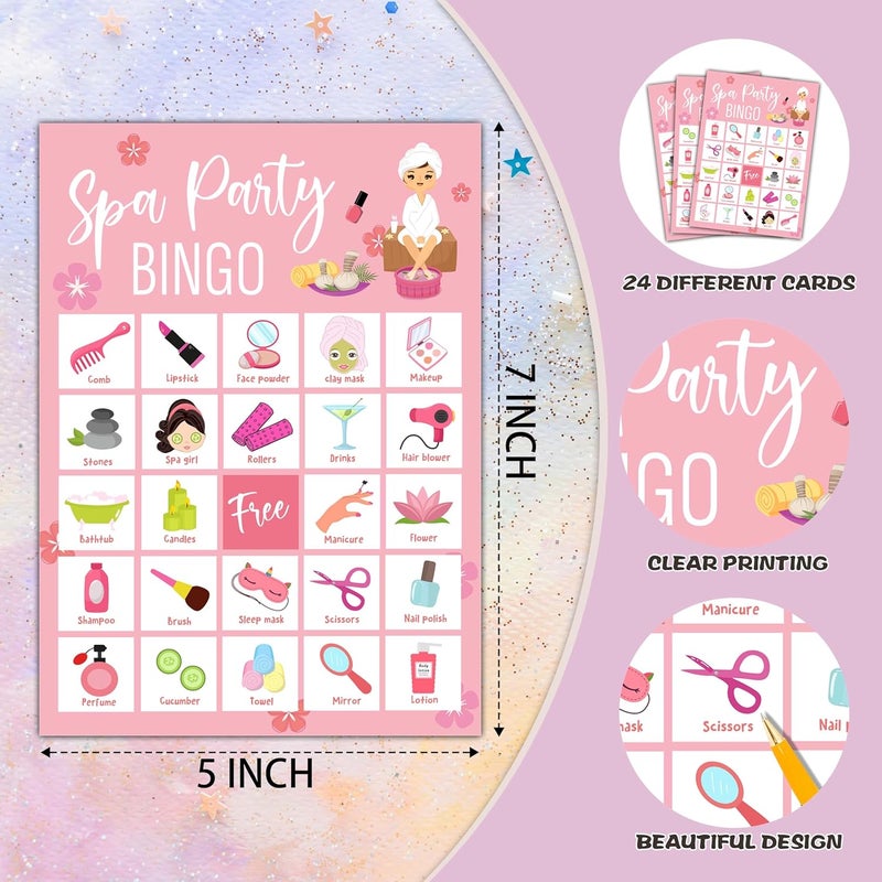 Foosproea Spa Bingo Cards, Beauty Themed Bingo Games for 24 Players, Spa Games for Family Friends Large Group Activities, Sleepover Party Favors Supplies Decorations(23) - Image 2